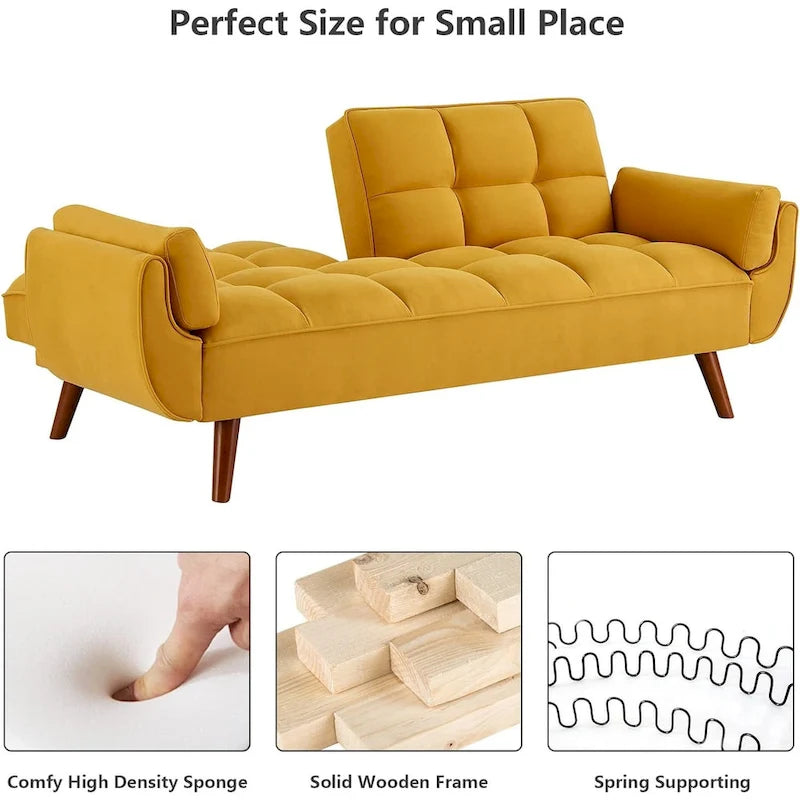 75.39-Inch Convertible Futon Sofa Bed with Split Tufted Back