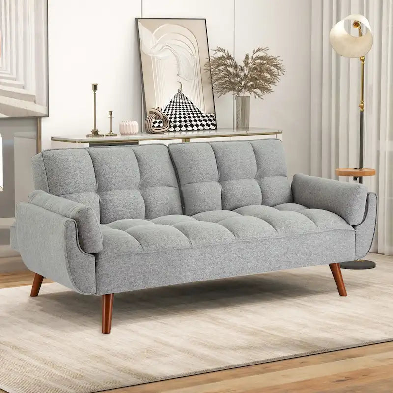 75.39-Inch Convertible Futon Sofa Bed with Split Tufted Back