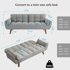 75.39-Inch Convertible Futon Sofa Bed with Split Tufted Back