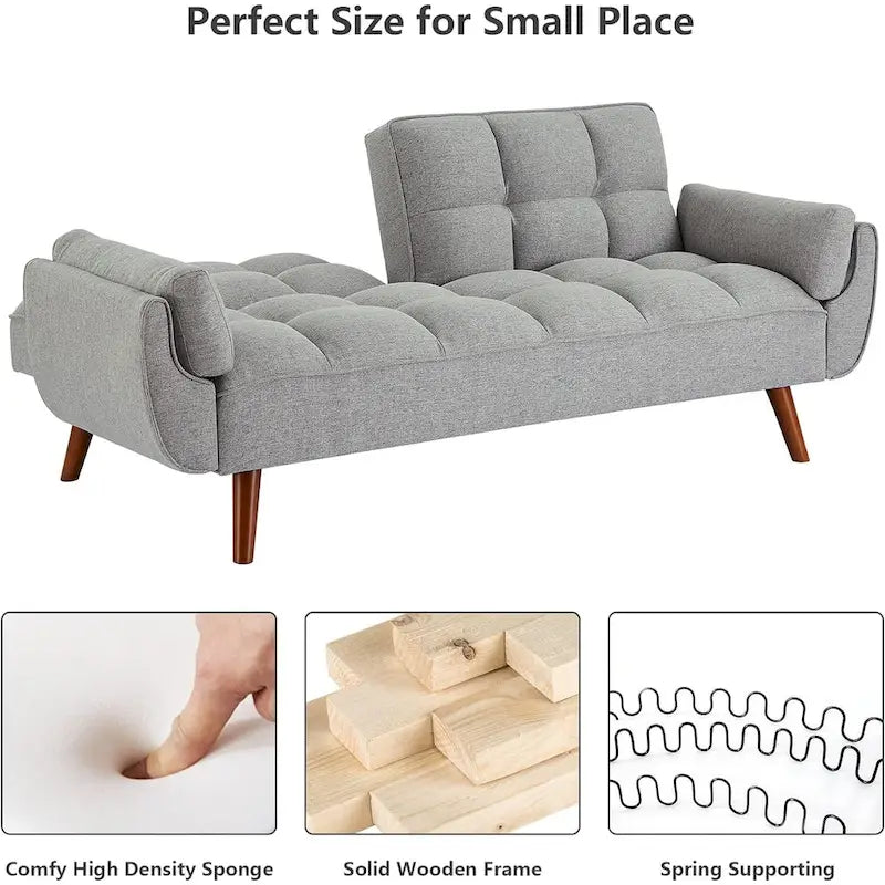 75.39-Inch Convertible Futon Sofa Bed with Split Tufted Back