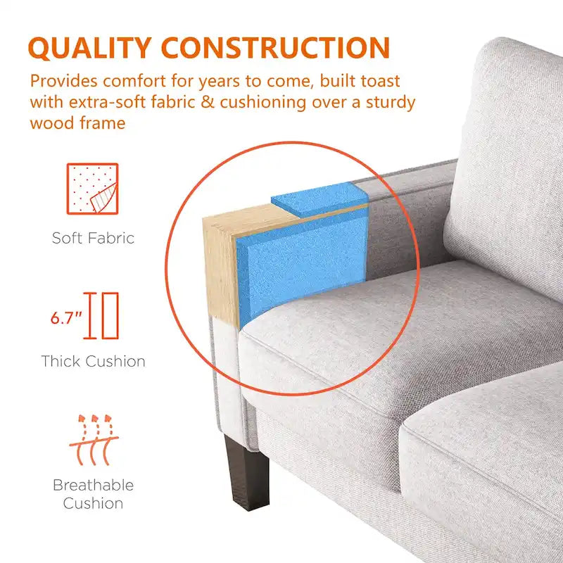 75-Inch 3-Seater Sofa with Under-Seat Storage