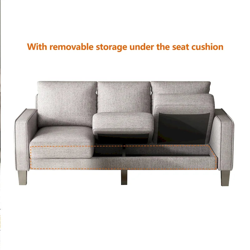 75-Inch 3-Seater Sofa with Under-Seat Storage