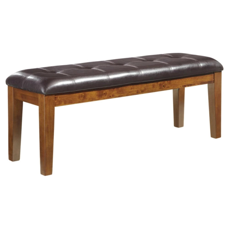 Brown Faux Leather Upholstered Dining Bench