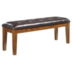 Brown Faux Leather Upholstered Dining Bench
