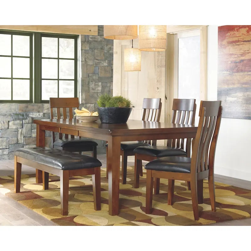 Brown Faux Leather Upholstered Dining Bench