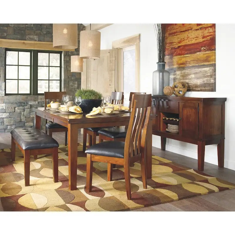 Brown Faux Leather Upholstered Dining Bench