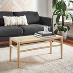 Solid Wood Bench with Woven Paper Rope Seat