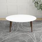 67-Inch Mid-Century Modern Solid Wood Oval Dining Table in White