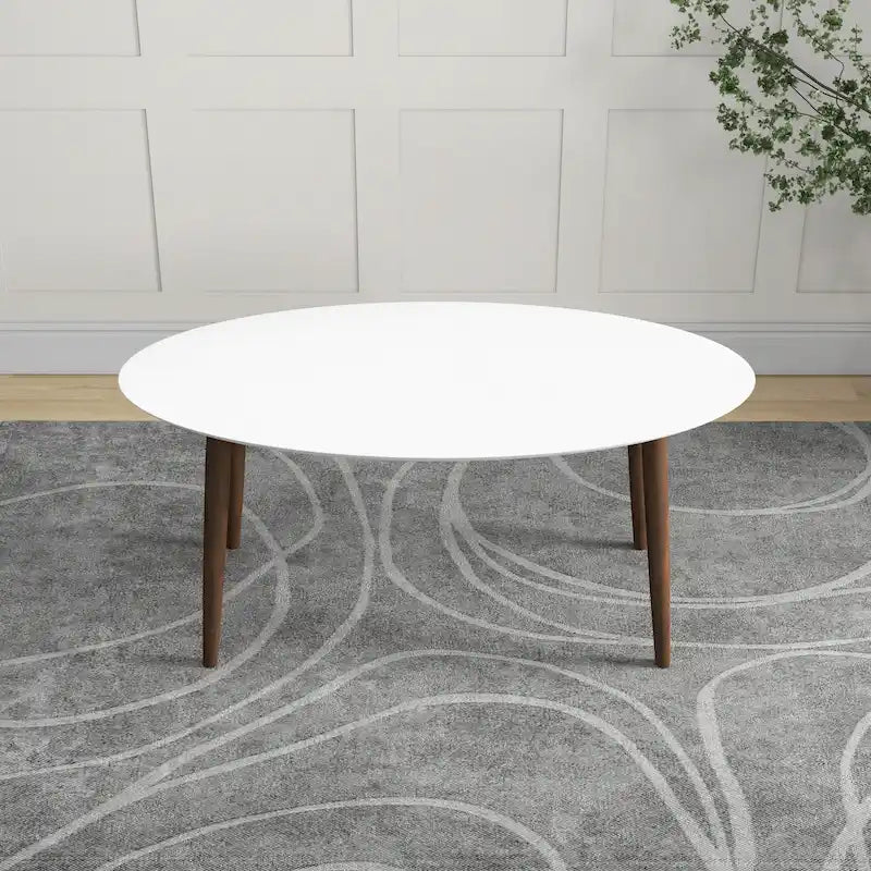 67-Inch Mid-Century Modern Solid Wood Oval Dining Table in White