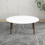 67-Inch Mid-Century Modern Solid Wood Oval Dining Table in White