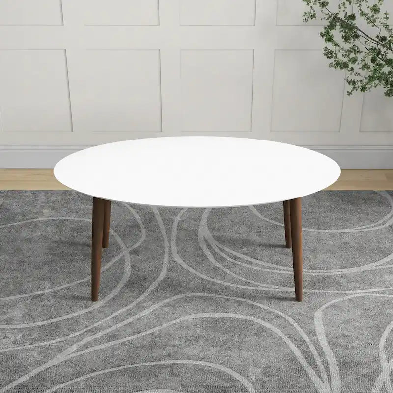 67-Inch Mid-Century Modern Solid Wood Oval Dining Table in White