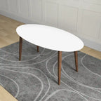 67-Inch Mid-Century Modern Solid Wood Oval Dining Table in White
