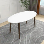 67-Inch Mid-Century Modern Solid Wood Oval Dining Table in White
