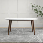 67-Inch Mid-Century Modern Solid Wood Oval Dining Table in White