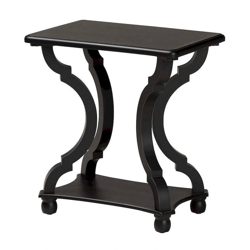 Traditional Wood End Table with Open Shelf