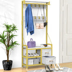 4-in-1 Hall Tree with Shoe Bench, Drawers and 17 Hooks