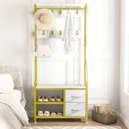 4-in-1 Hall Tree with Shoe Bench, Drawers and 17 Hooks