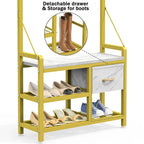 4-in-1 Hall Tree with Shoe Bench, Drawers and 17 Hooks