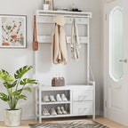 4-in-1 Hall Tree with Shoe Bench, Drawers and 17 Hooks
