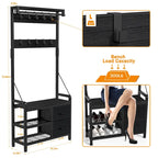 4-in-1 Hall Tree with Shoe Bench, Drawers and 17 Hooks