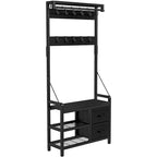 4-in-1 Hall Tree with Shoe Bench, Drawers and 17 Hooks