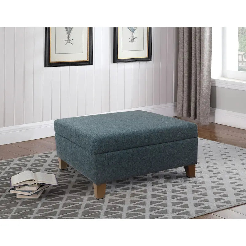 32-Inch Square Storage Ottoman with Hinged Lid