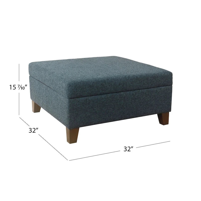 32-Inch Square Storage Ottoman with Hinged Lid