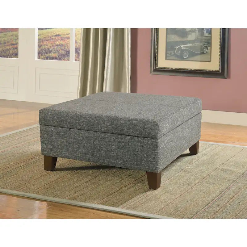 32-Inch Square Storage Ottoman with Hinged Lid