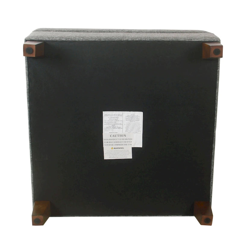 32-Inch Square Storage Ottoman with Hinged Lid