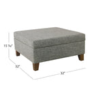 32-Inch Square Storage Ottoman with Hinged Lid