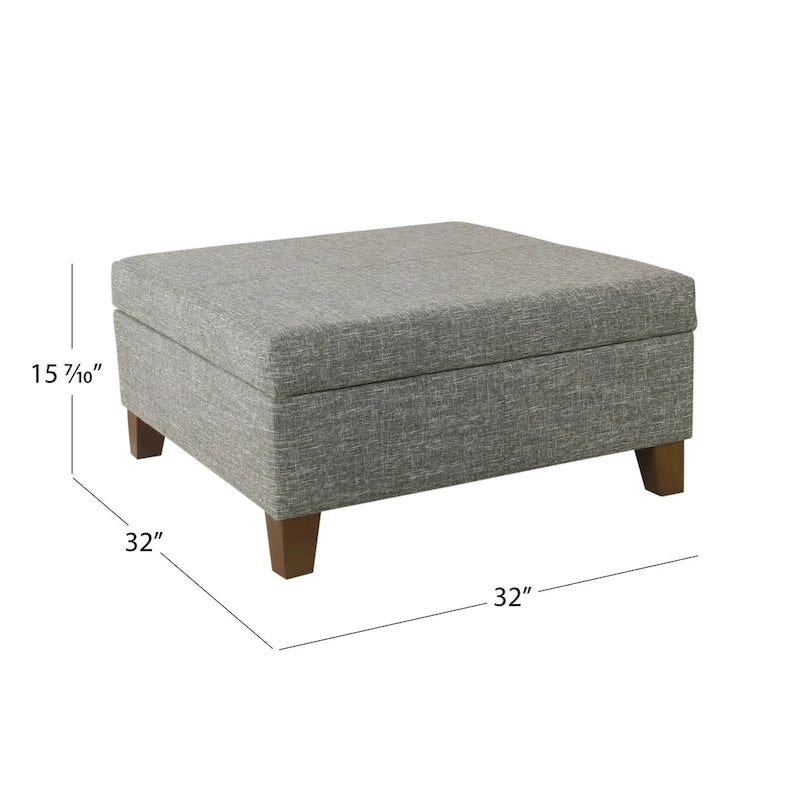 32-Inch Square Storage Ottoman with Hinged Lid
