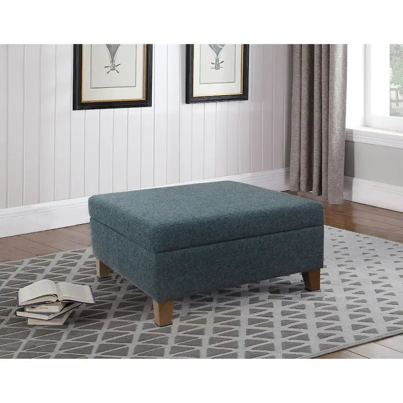 32-Inch Square Storage Ottoman with Hinged Lid