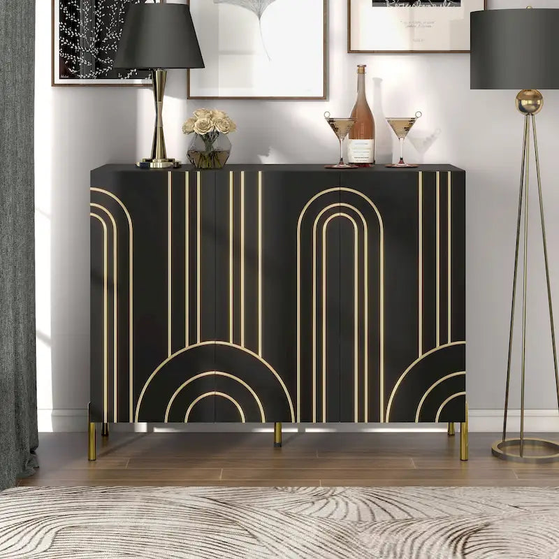 Modern 4-Shelf Sideboard Buffet with Adjustable Storage