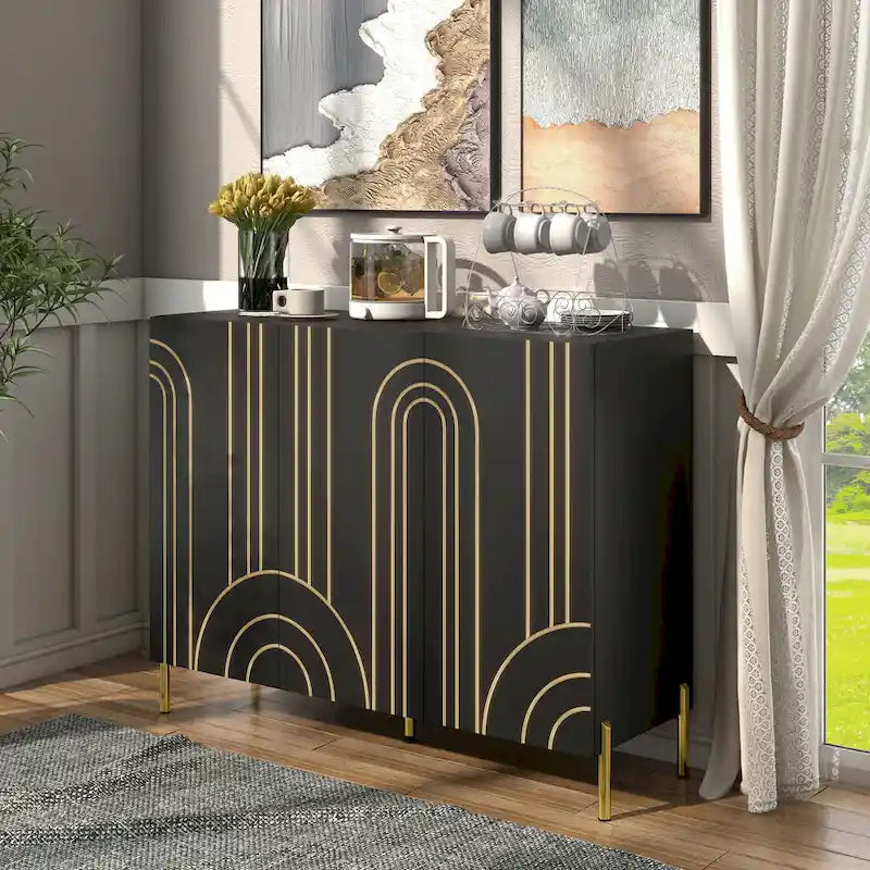 Modern 4-Shelf Sideboard Buffet with Adjustable Storage