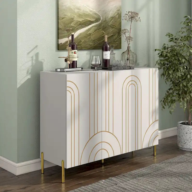 Modern 4-Shelf Sideboard Buffet with Adjustable Storage