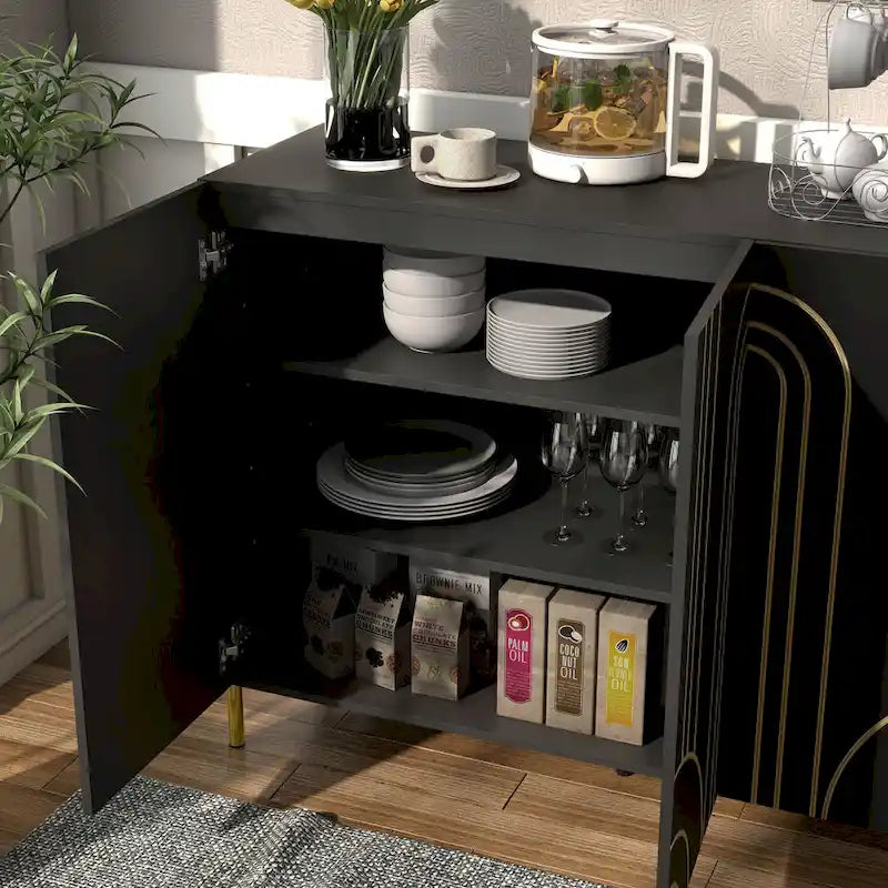 Modern 4-Shelf Sideboard Buffet with Adjustable Storage