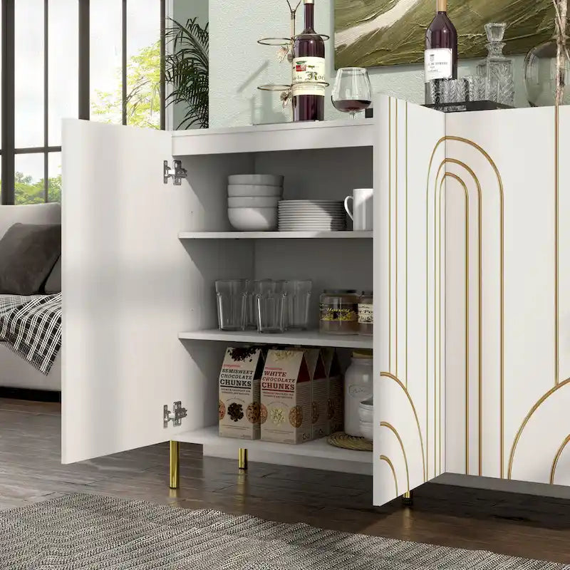 Modern 4-Shelf Sideboard Buffet with Adjustable Storage