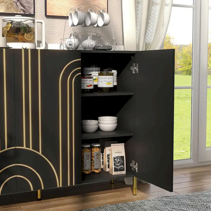 Modern 4-Shelf Sideboard Buffet with Adjustable Storage