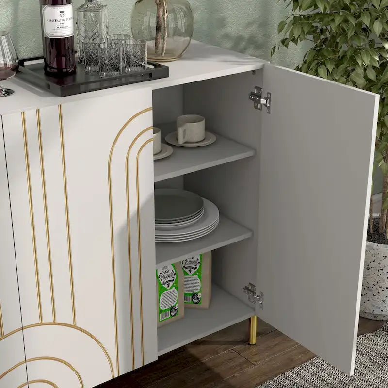 Modern 4-Shelf Sideboard Buffet with Adjustable Storage