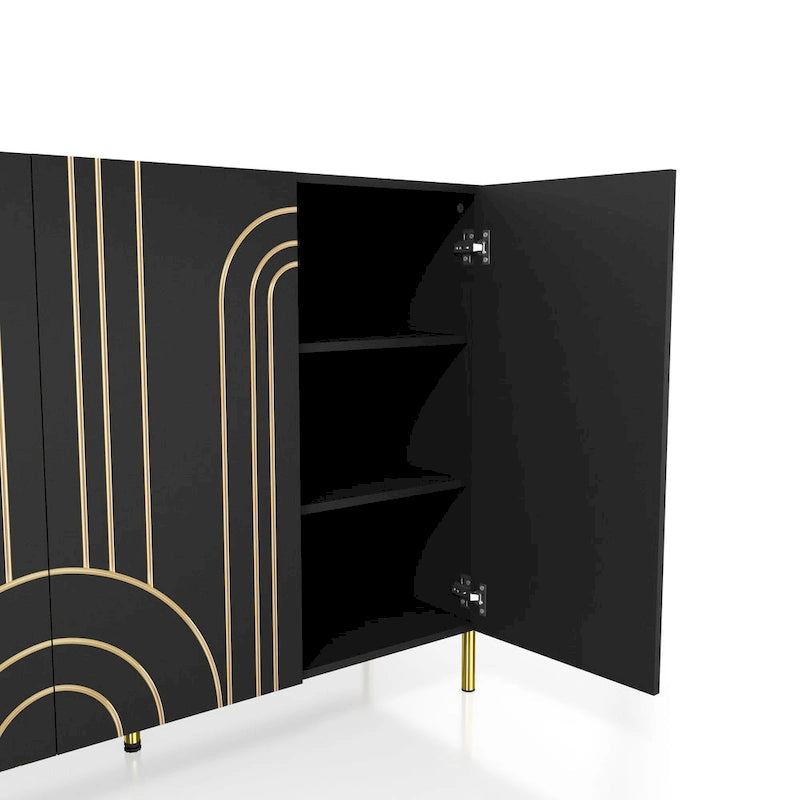 Modern 4-Shelf Sideboard Buffet with Adjustable Storage