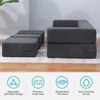 Queen Convertible Velvet Futon Sofa Bed with 3 Ottomans