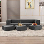 Queen Convertible Velvet Futon Sofa Bed with 3 Ottomans