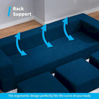 Queen Convertible Velvet Futon Sofa Bed with 3 Ottomans
