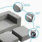 Queen Convertible Velvet Futon Sofa Bed with 3 Ottomans