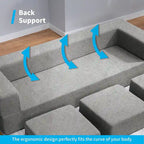 Queen Convertible Velvet Futon Sofa Bed with 3 Ottomans