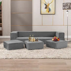 Queen Convertible Velvet Futon Sofa Bed with 3 Ottomans