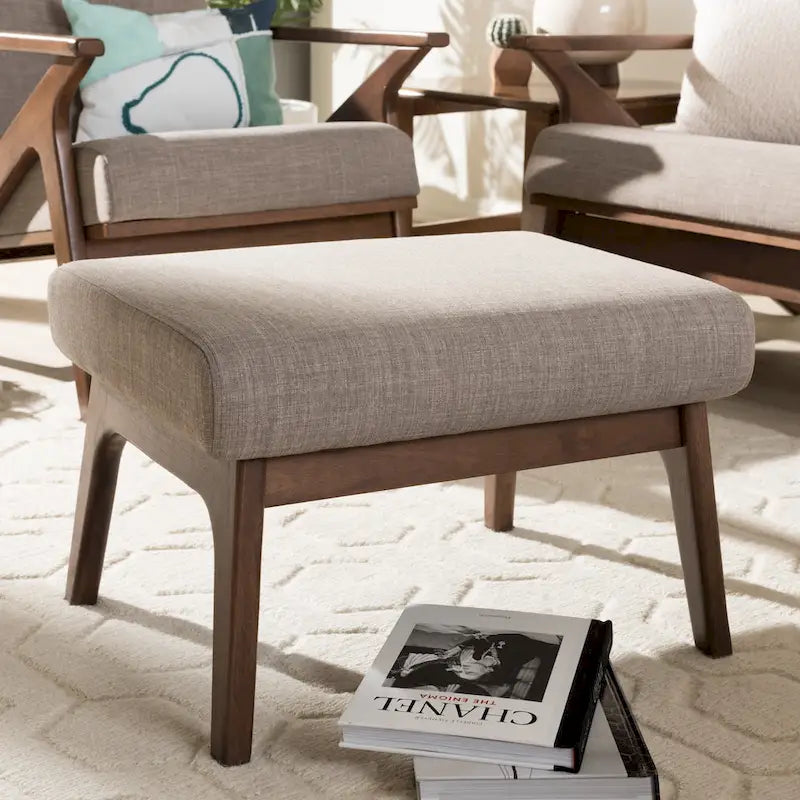 Mid-Century Wood Ottoman