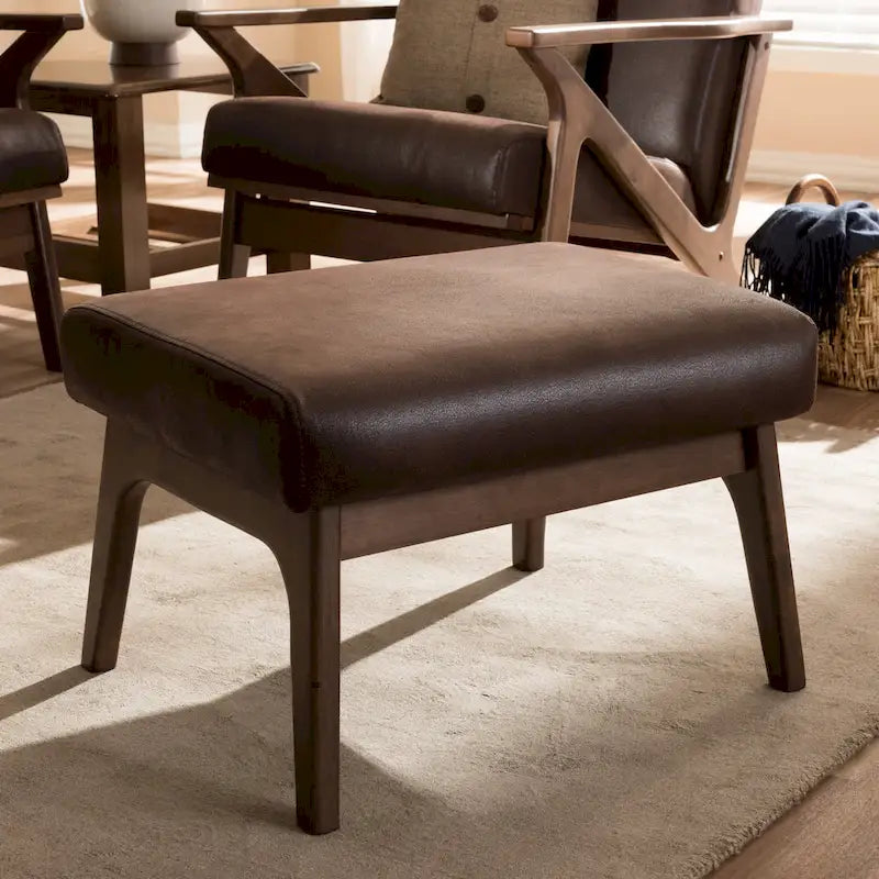 Mid-Century Wood Ottoman