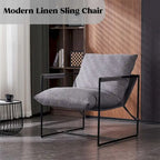 Modern Linen Sling Accent Chair with Metal Frame