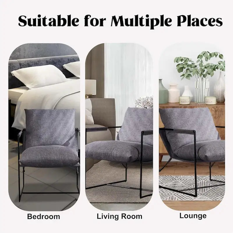 Modern Linen Sling Accent Chair with Metal Frame